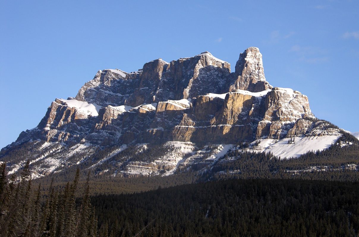 37 Castle Mountain Morning From Trans Canada Highway Driving Between Banff And Lake Louise in Winter